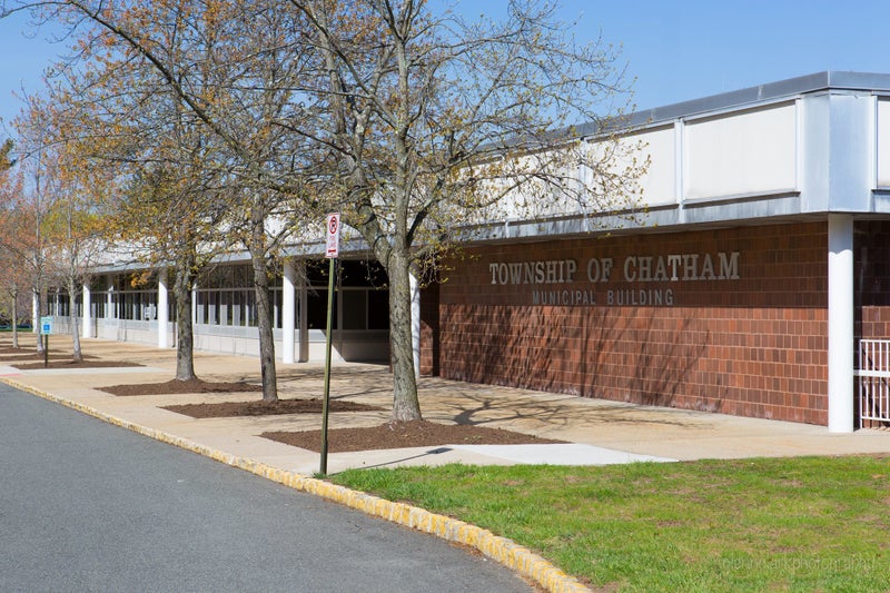 The exterior of The Township of Chatham Municipal Building in Chatham Township, New Jersey
