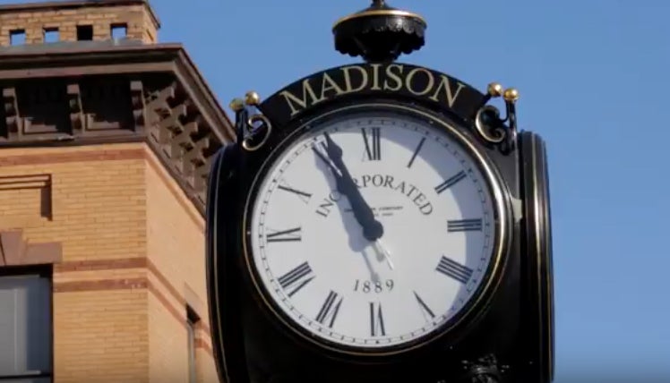 1889 historic clock in Madison Borough, NJ
