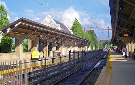 View of train track from platform at Madison Borough train station