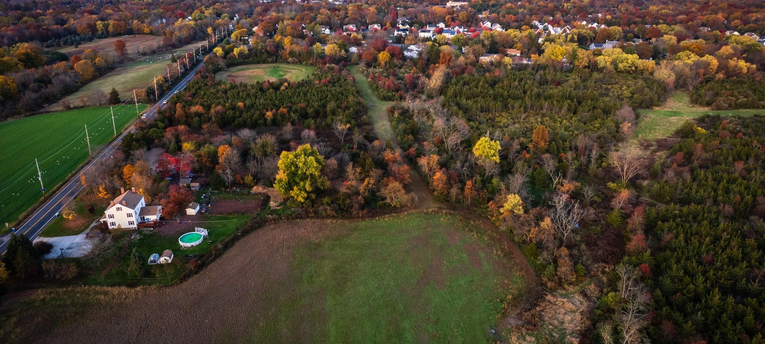Aerial Drone Of Bedminster Township, New Jersey.